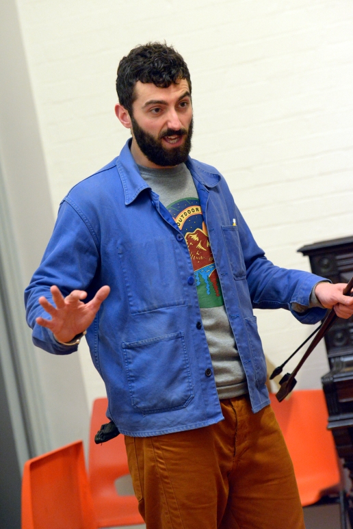 Marc Antolin in rehearsal for The Trial at the Young Vic. Photo by Keith Pattison